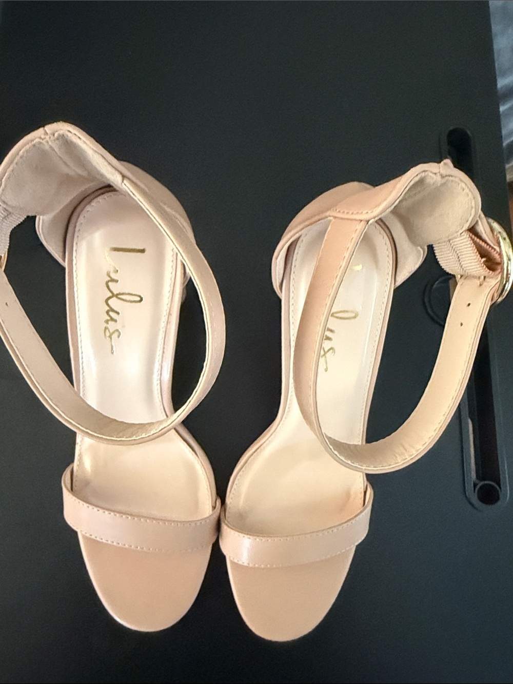 Lulu's Nude Ankle-Strap Block Heels- Size 10